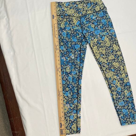 Free People Loose Control Wrap Leggings Floral Large Daisy Blue Green Yellow GUC - Picture 5 of 13